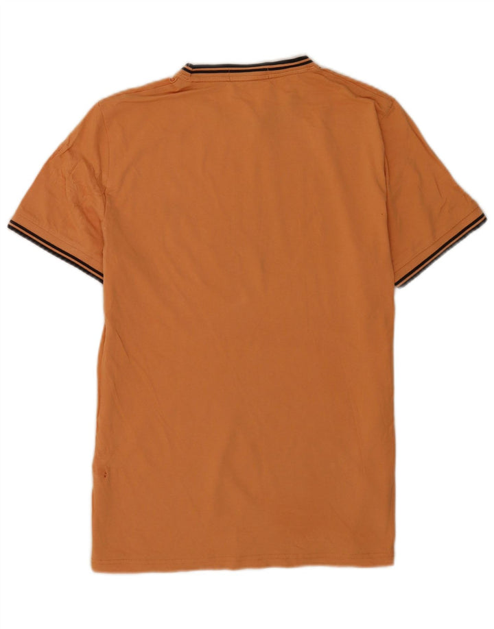 Fred Perry Herren-T-Shirt-Oberteil aus mittelorange gestreifter Baumwolle