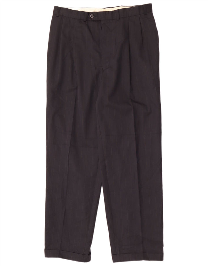 Marks & Spencer Herren-Anzughose mit Pegged-Anzug, W36 L31, marineblaues Polyester