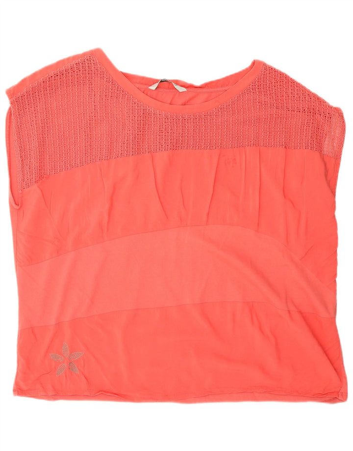 Desigual Damen Bluse Top UK 20 2XL Rosa Baumwolle