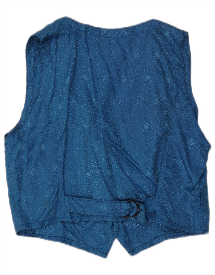 Vintage Damen Weste UK 12 Mittelblau Geometrisch Klassisch