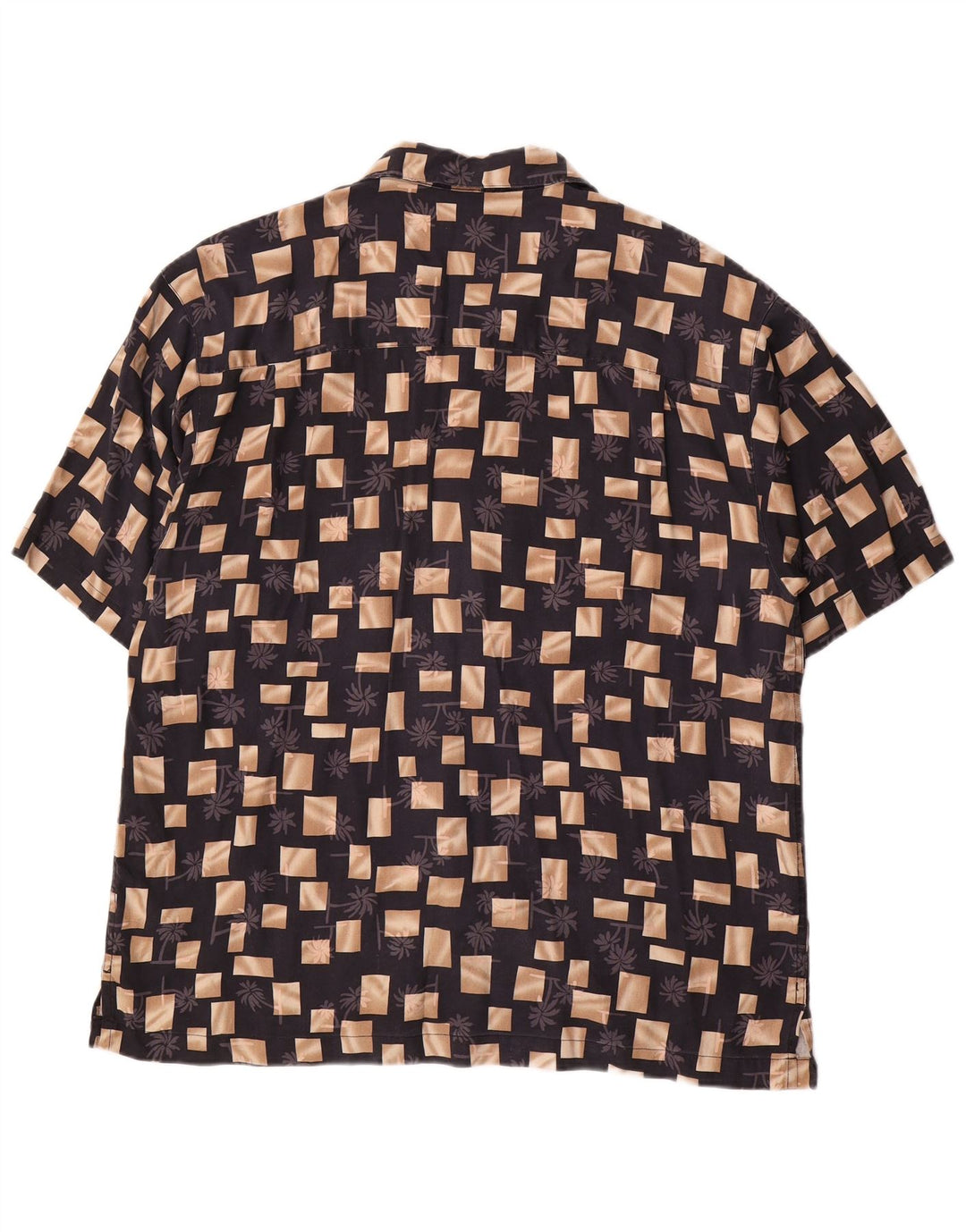 Joseph & Feiss Mens Short Sleeve Shirt Large Black Geometric Silk