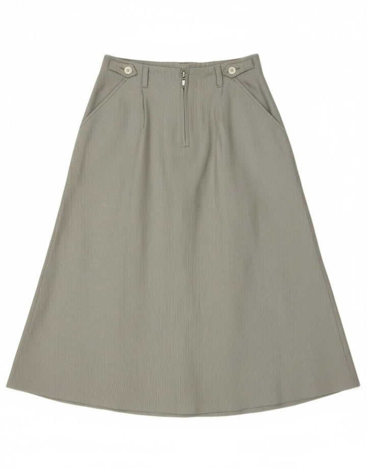 Vintage Damen ausgestellter Rock IT 46 Groß W30 Grün gestreift Polyester