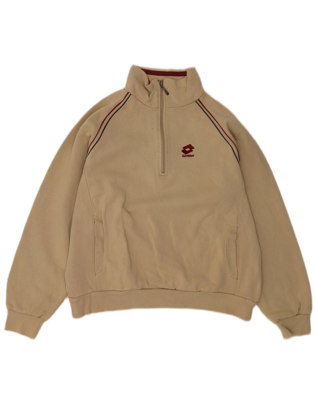 Lotto Herren-Sweatshirt mit Reißverschluss am Hals, mittelbeige Baumwolle
