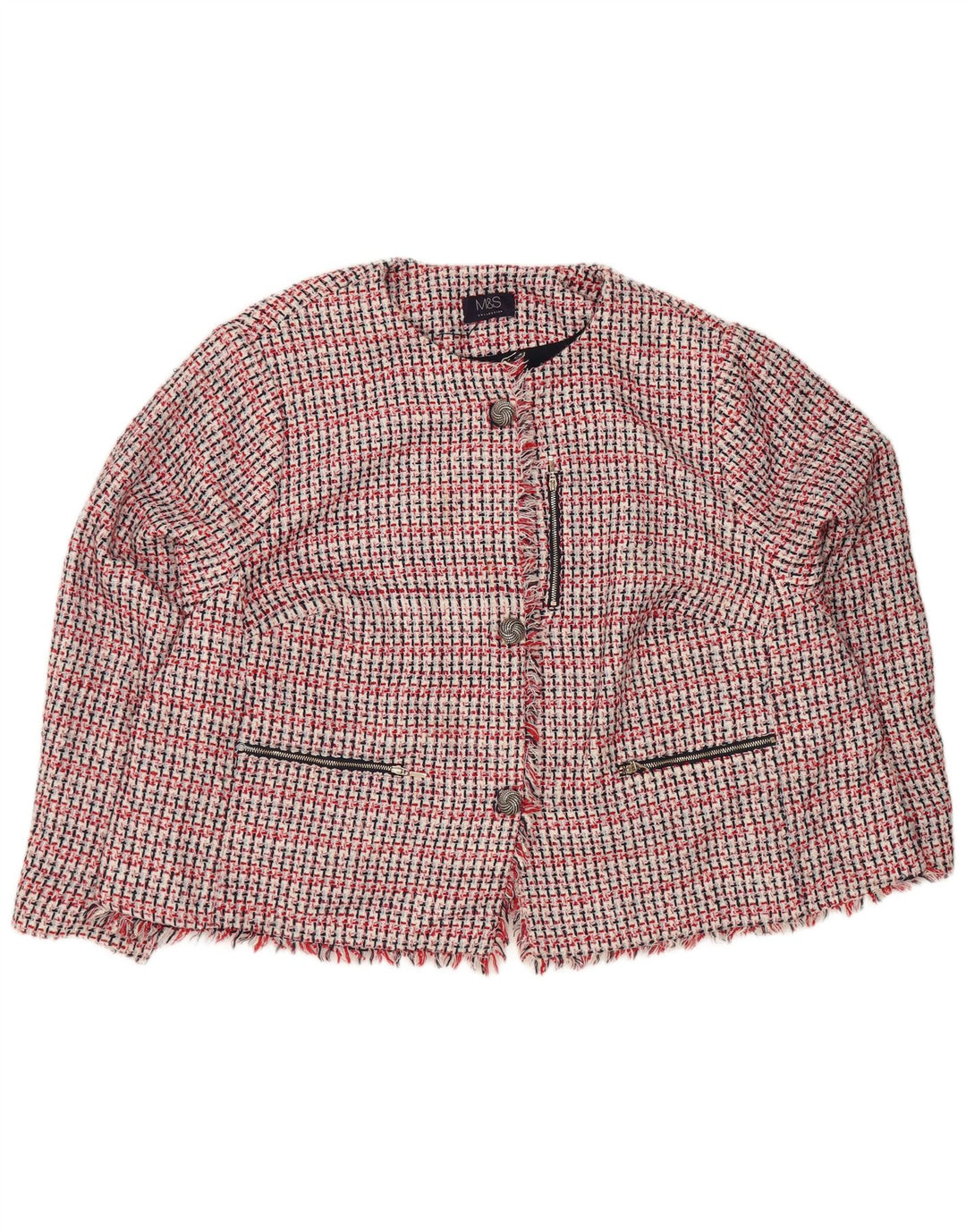 Marks & Spencer Damen-Blazerjacke mit 3 Knöpfen, UK 30 6XL, rot kariert, Polyester