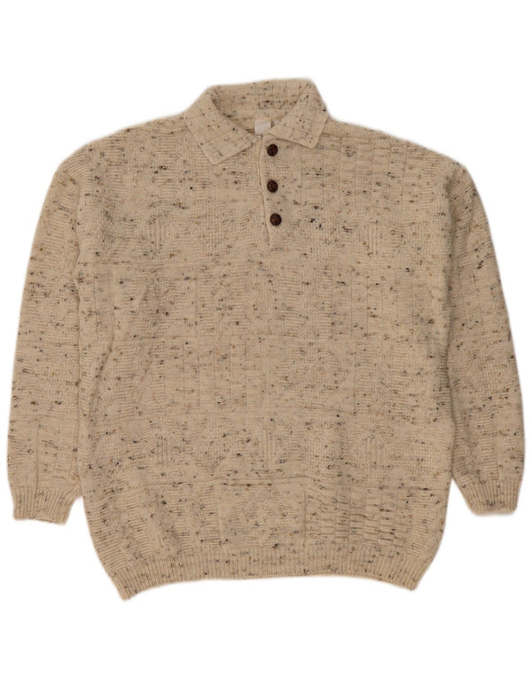 VINTAGE Herren-Pullover mit Rollkragen, groß, beige meliert
