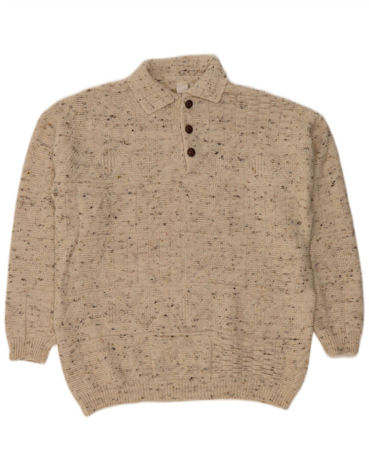 VINTAGE Herren-Pullover mit Rollkragen, groß, beige meliert