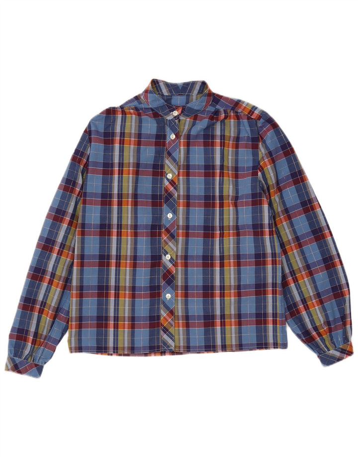 Vintage Damen Hemdbluse UK 14 Mittelblau kariert