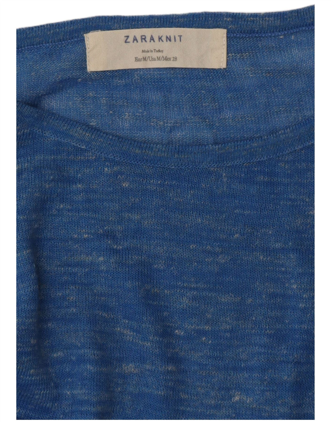 ZARA Damen-Pullover, lockere Passform, U-Boot-Ausschnitt, Gr. 14, Mittelblau