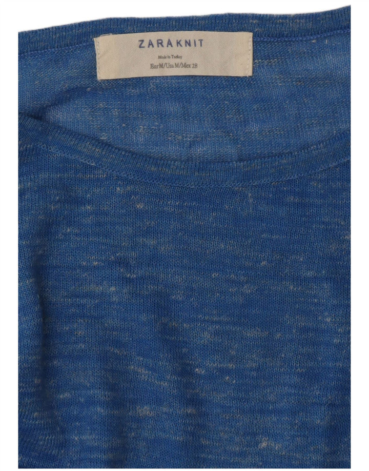 ZARA Damen-Pullover, lockere Passform, U-Boot-Ausschnitt, Gr. 14, Mittelblau