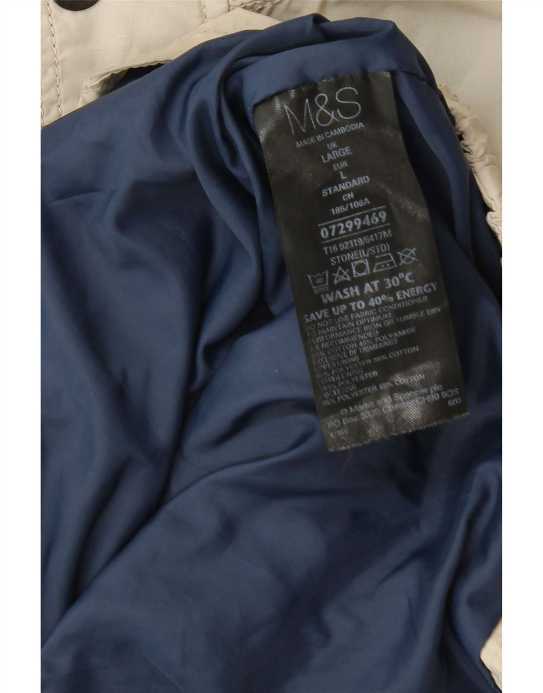 Marks & Spencer Herren-Utility-Jacke UK 40 Large Beige Baumwolle