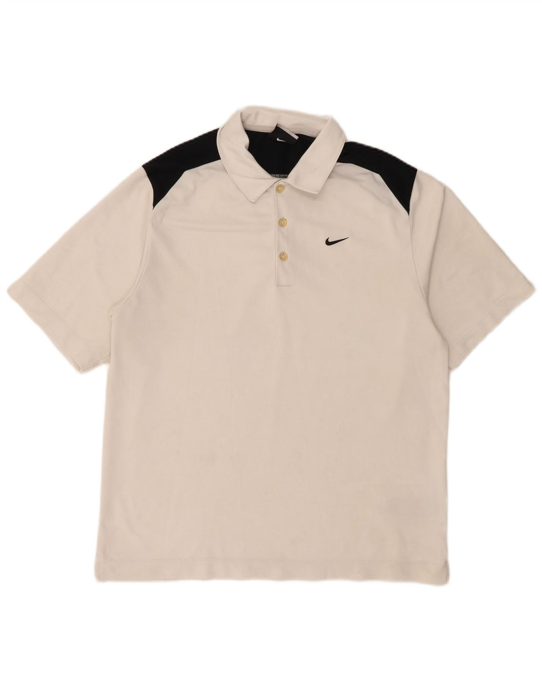 Nike Herren-Poloshirt UK 38/41 Mittelweißes Colourblock-Polyester