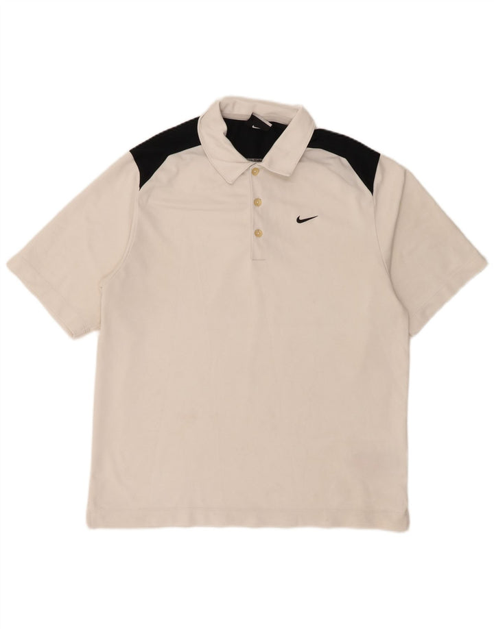 Nike Herren-Poloshirt UK 38/41 Mittelweißes Colourblock-Polyester