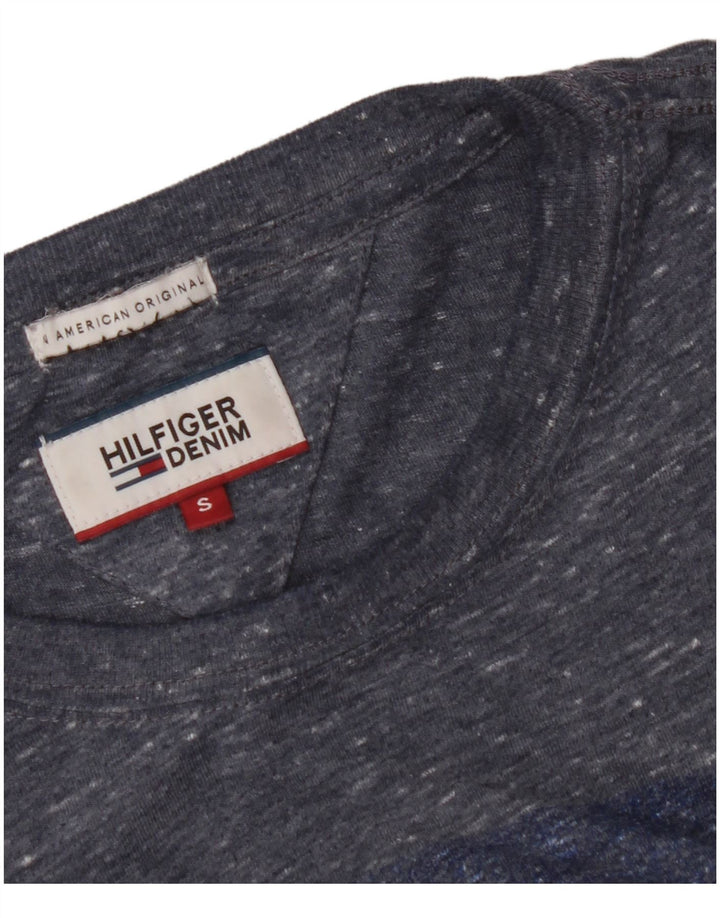 TOMMY HILFIGER Herren Grafik-T-Shirt-Oberteil, klein, blau, Farbblock
