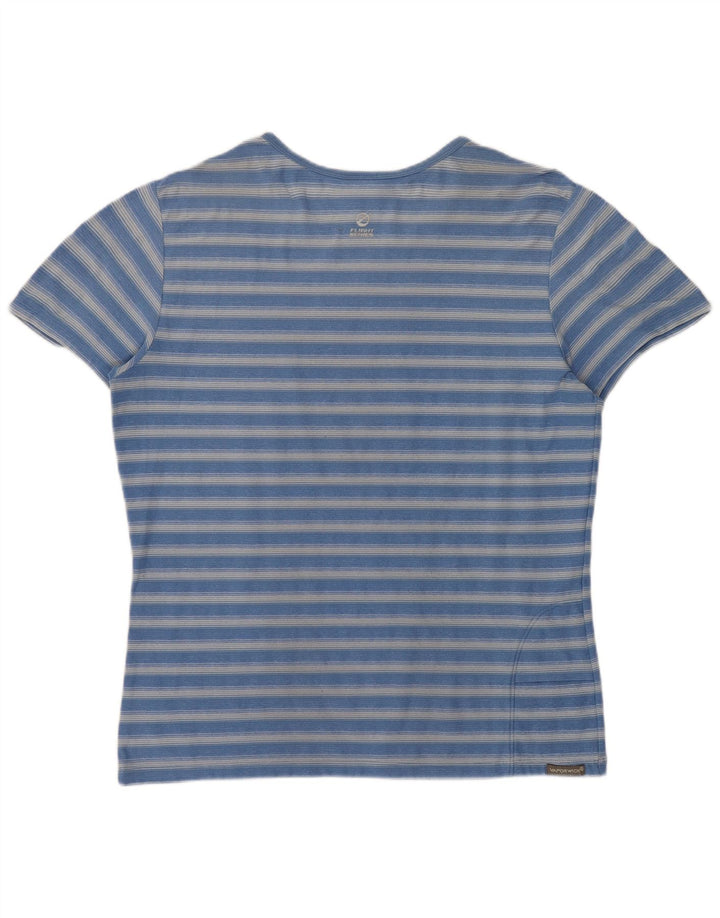 The North Face Damen T-Shirt Top UK 16 Large Blau gestreift Polyester
