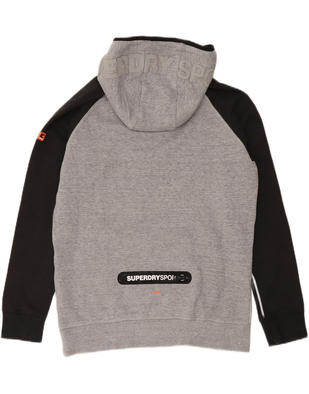 Superdry Herren-Kapuzenpullover mit Grafik, Größe 2XL, graue Farbblock-Baumwolle