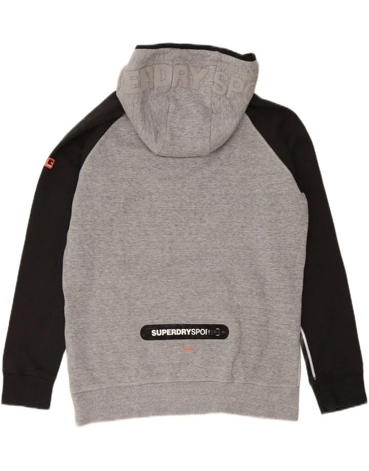 Superdry Herren-Kapuzenpullover mit Grafik, Größe 2XL, graue Farbblock-Baumwolle