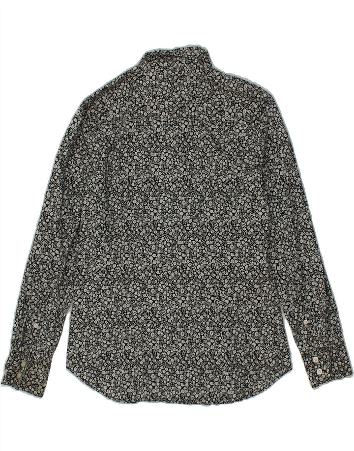 J. CREW Womens Shirt UK 10 Small Grey Floral Cotton Vintage J. Crew and Second-Hand J. Crew from Messina Hembry 