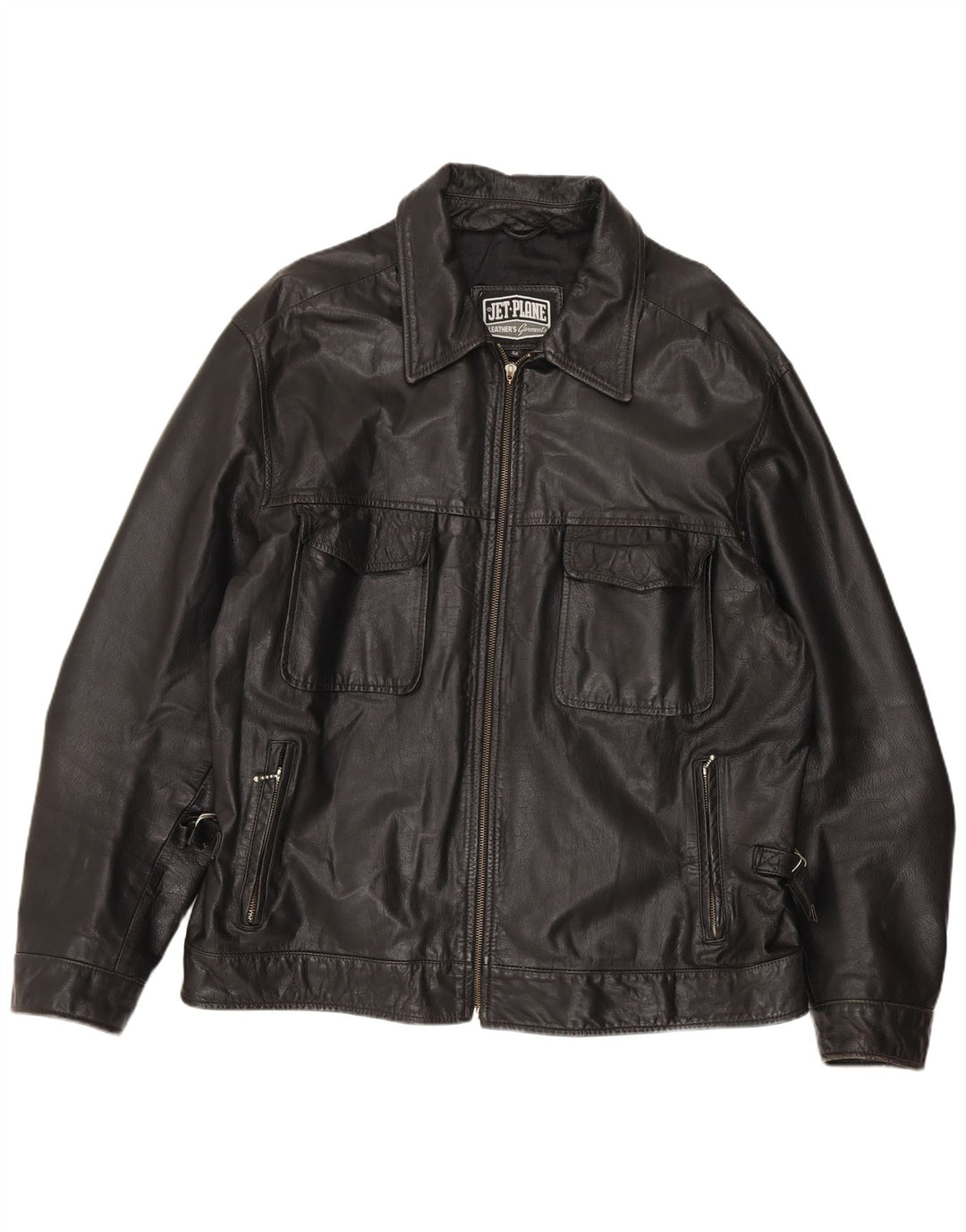 Jet Plane Herren Lederjacke IT 56 3XL Schwarzes Leder