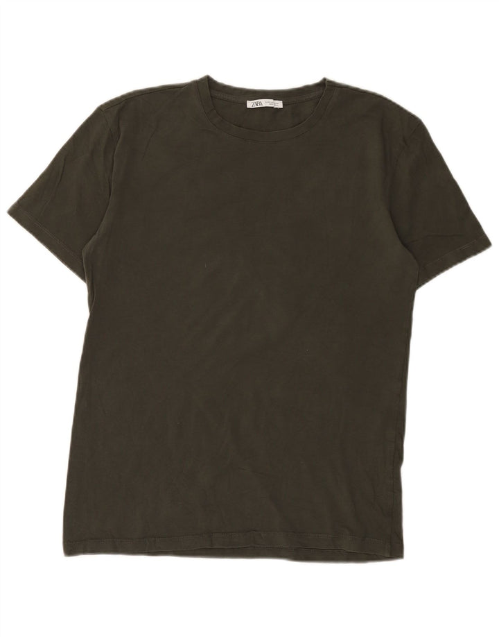 Zara Herren T-Shirt Top mittelbraune Baumwolle