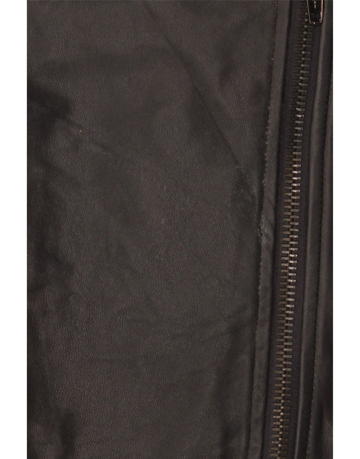 Simona Barbieri Damen Twin-Set Leder Bikerjacke UK 10 Small Schwarz