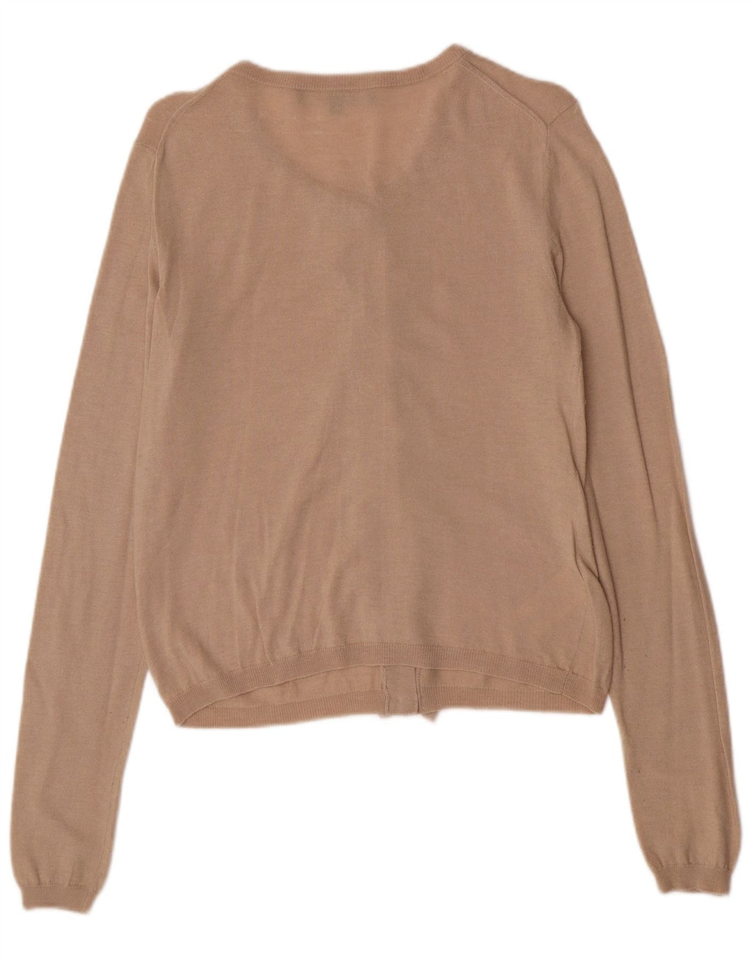 Elisabetta Franchi Damen Strickjacke mit Rüschen vorne IT 44 Mittelbeige