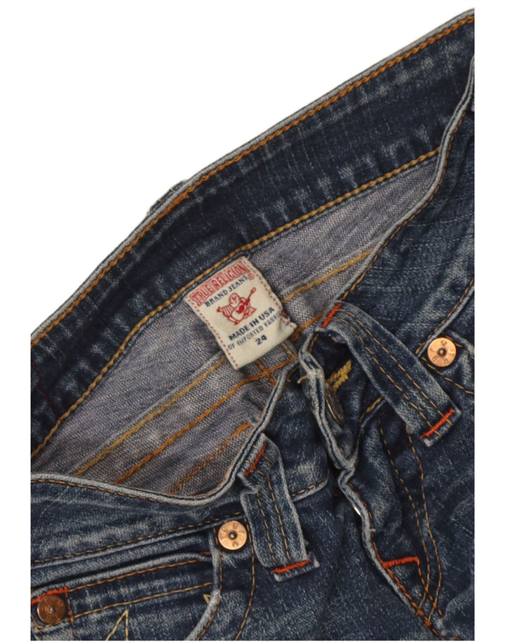 True Religion Damen Bootcut-Jeans W24 L27 Blaue Baumwolle