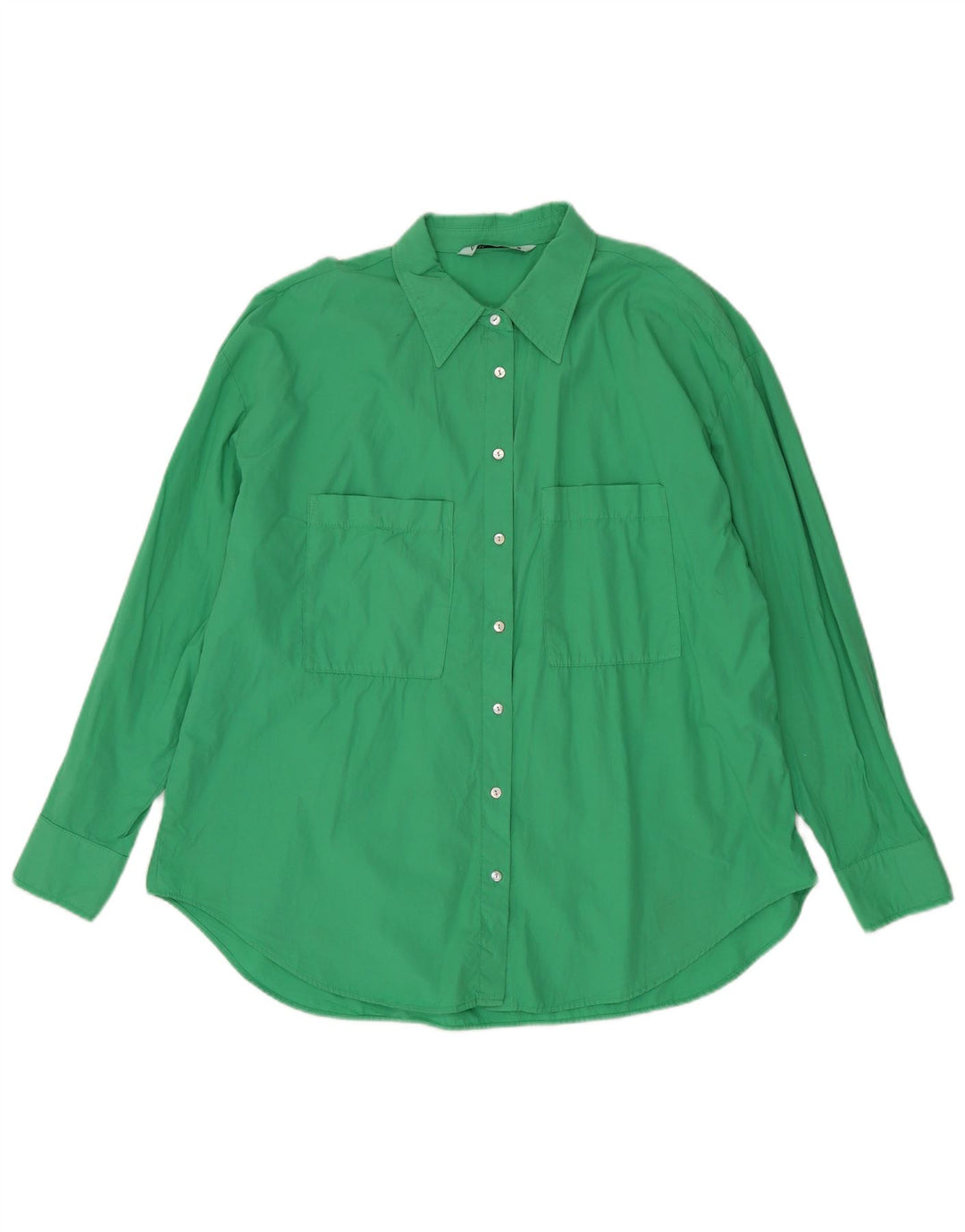 ZARA Damen-Oversize-Hemd, Gr. 40, Größe L, Grün, Baumwolle