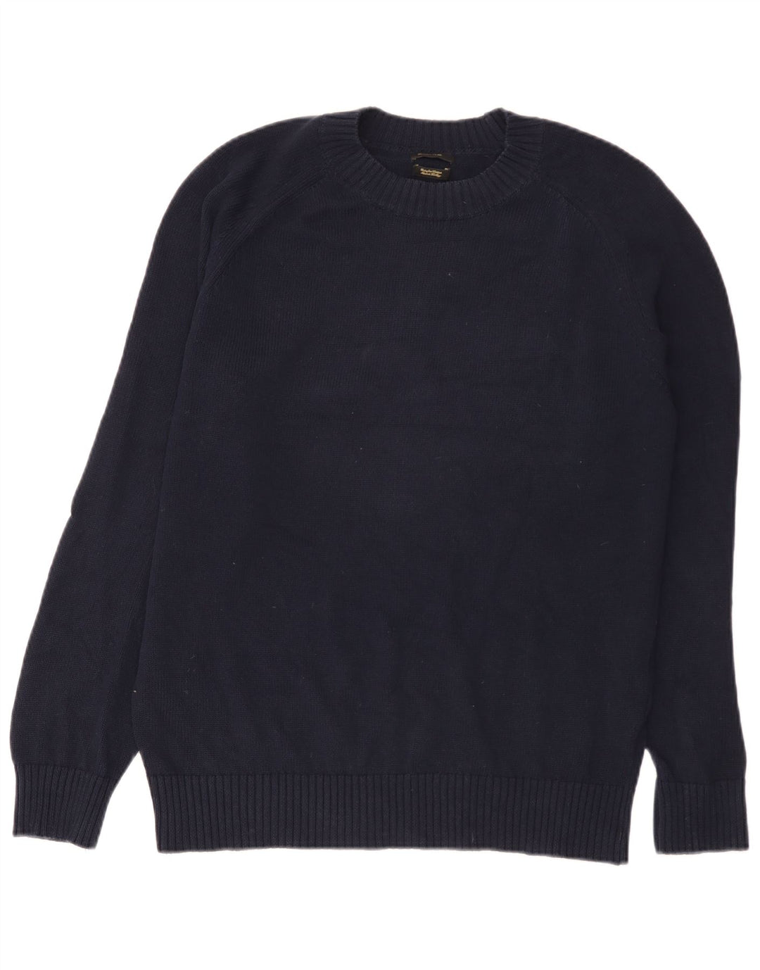 Massimo Dutti Herren-Pullover mit Rundhalsausschnitt, mittleres Marineblau