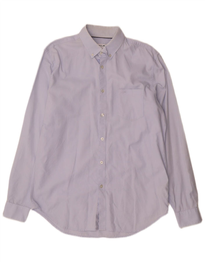 Lacoste Herren-Hemd mit normaler Passform, Größe 41 16, große blaue Baumwolle