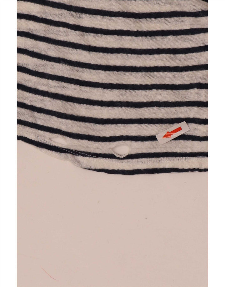 Massimo Dutti Damen T-Shirt Top UK 14 Medium Weiß gestreift