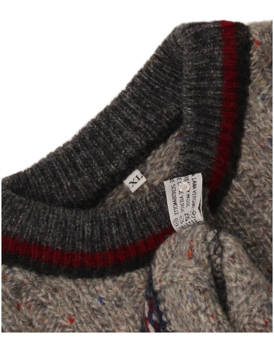 Kappa Herren-Pullover mit Rundhalsausschnitt, XL, grau gefleckte Schurwolle