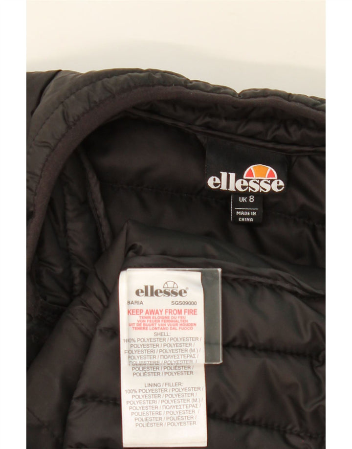 ELLESSE Womens Padded Gilet UK 8 Small Black Polyester Vintage Ellesse and Second-Hand Ellesse from Messina Hembry 
