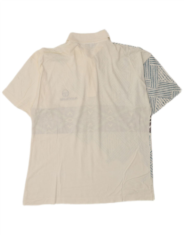 Sergio Tacchini Herren Poloshirt IT 50 Mittelweiße geometrische Baumwolle