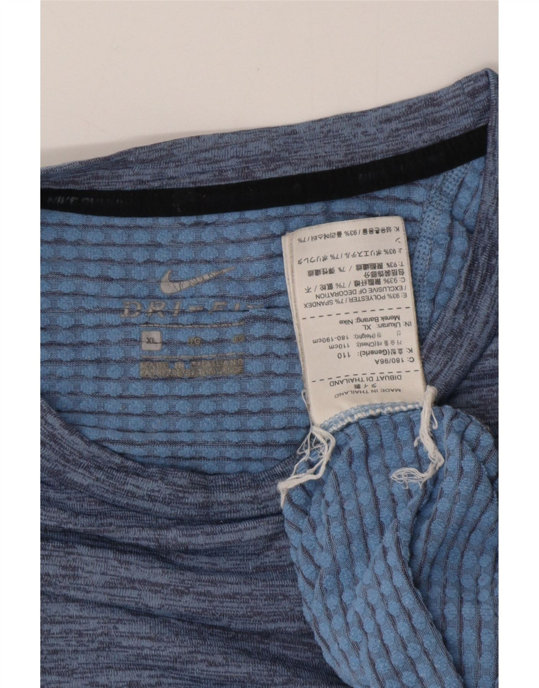 NIKE Herren Dri Fit T-Shirt Top XL Blau geflecktes Polyester