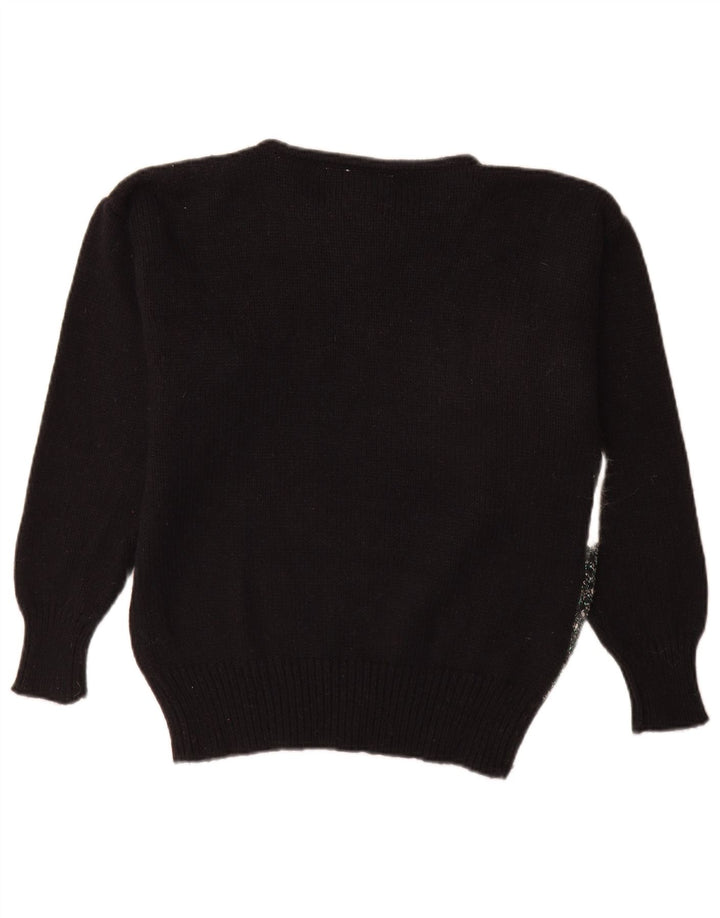 Nuova Moda Damen-Pullover mit U-Boot-Ausschnitt, EU 40, Mittelschwarz, Farbblock