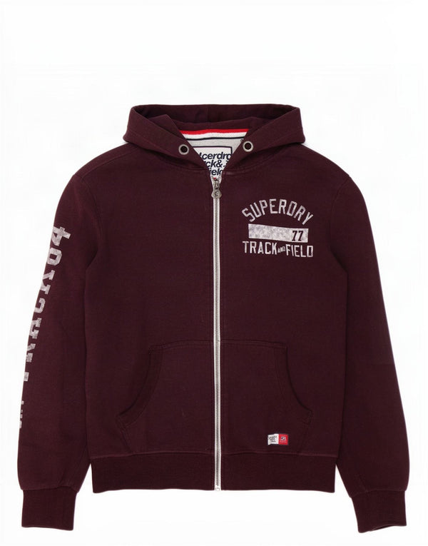 Superdry Herren-Kapuzenpullover mit grafischem Reißverschluss, XL, Burgunderrot, Baumwolle