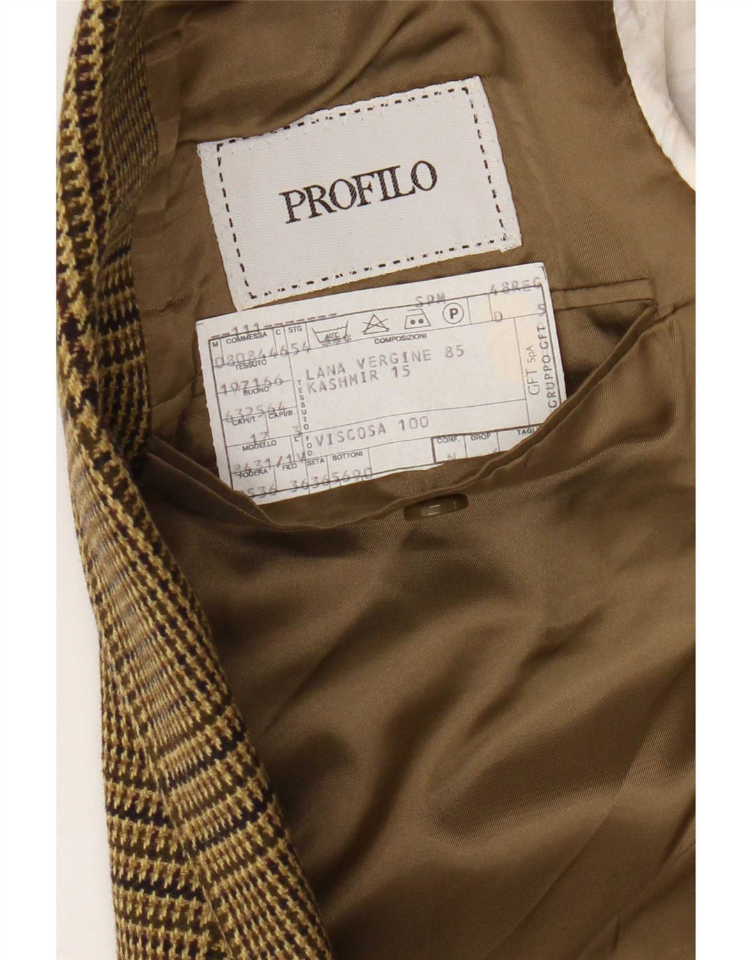 Profilo Herren-Blazer mit 2 Knöpfen, IT 48, mittelbraun mit Hahnentrittmuster