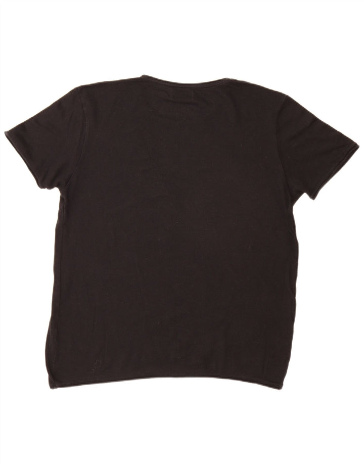 Zara Herren T-Shirt Top Large Schwarz Baumwolle