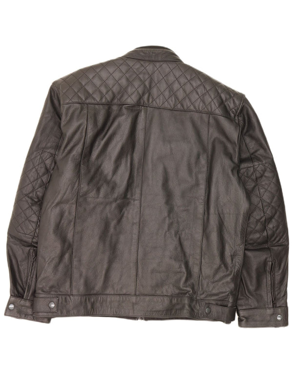Texpeed Mens Leather Jacket UK 40 Large Black