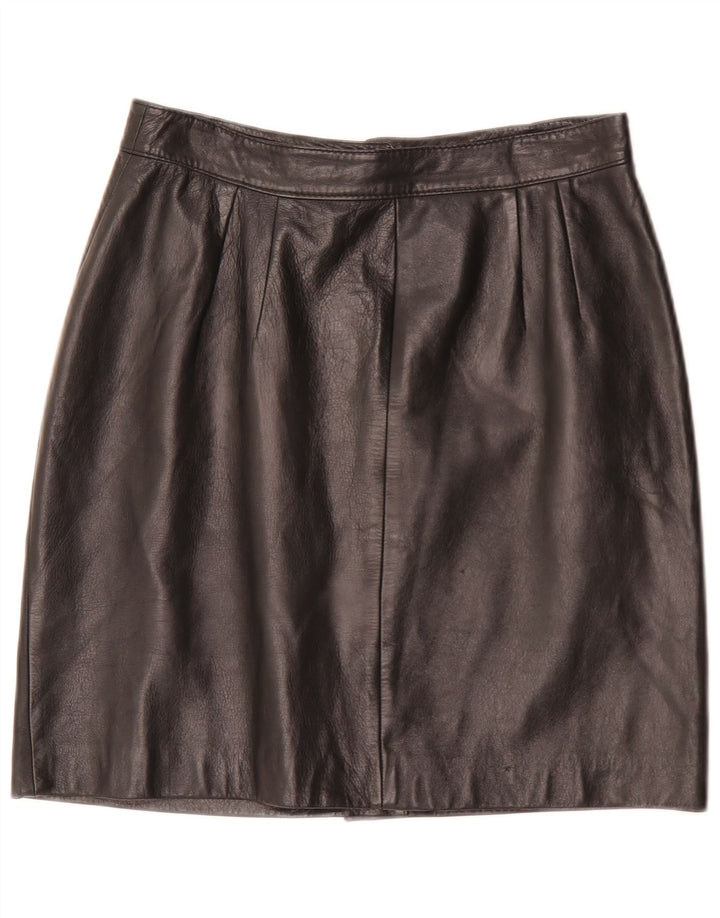 Vintage Damen Mini Lederrock W28 Medium Schwarz