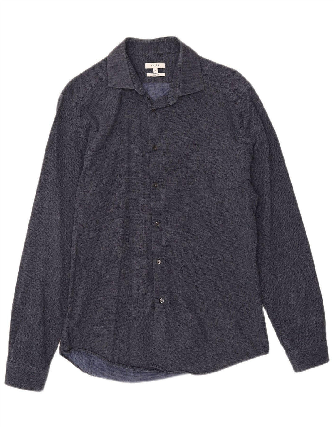 Reiss Herren-Slim-Fit-Hemd, groß, marineblau, Baumwolle