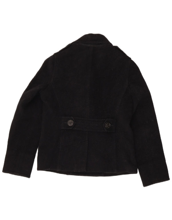 Ralph Lauren Damen Pea Coat UK 14 Mittelschwarze Wolle