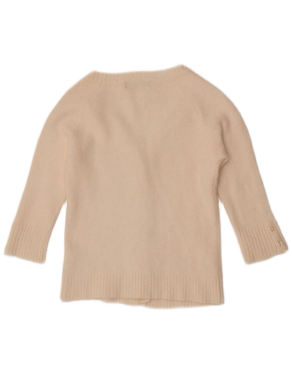 Zara Womens Crop 3/4 Sleeve Cardigan Sweater UK 14 Large Off White Wool