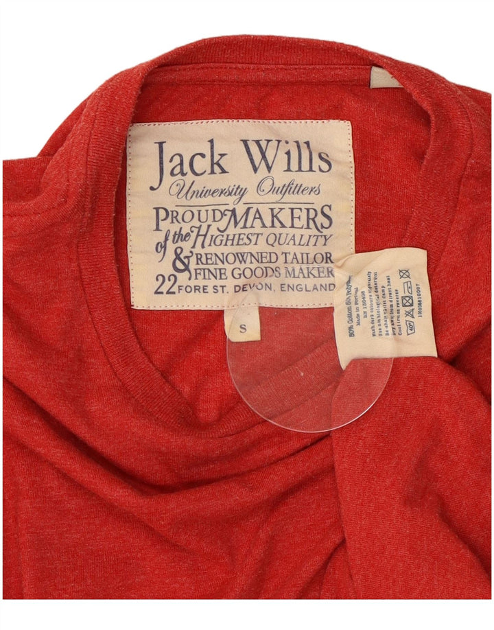JACK WILLS Herren-Oberteil mit Grafik, langärmlig, klein, rot, Baumwolle