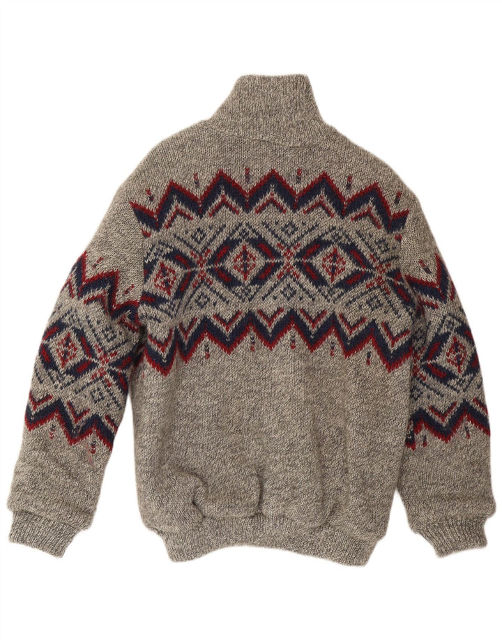 Silvy Herren Strick-Wendejacke UK 40 Large Grau Geometrisch