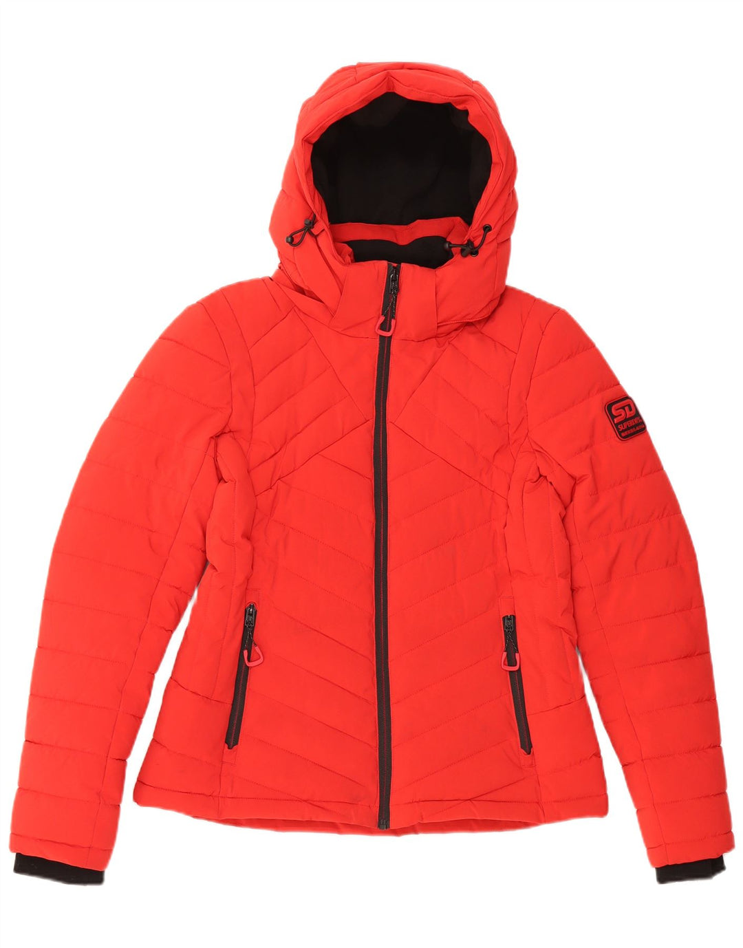 Superdry Damen Übergroße, gepolsterte Jacke mit Kapuze, UK 10, Größe S, Rot, Polyester