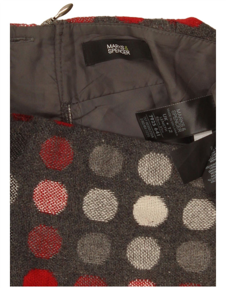 Gerader Damenrock von Marks & Spencer UK 12 Medium W30 Grau gepunktet