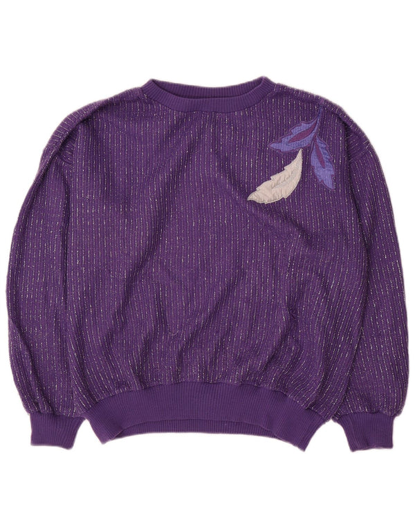 Vintage Damen Pullover mit U-Boot-Ausschnitt, UK 14, Mittellila gestreift