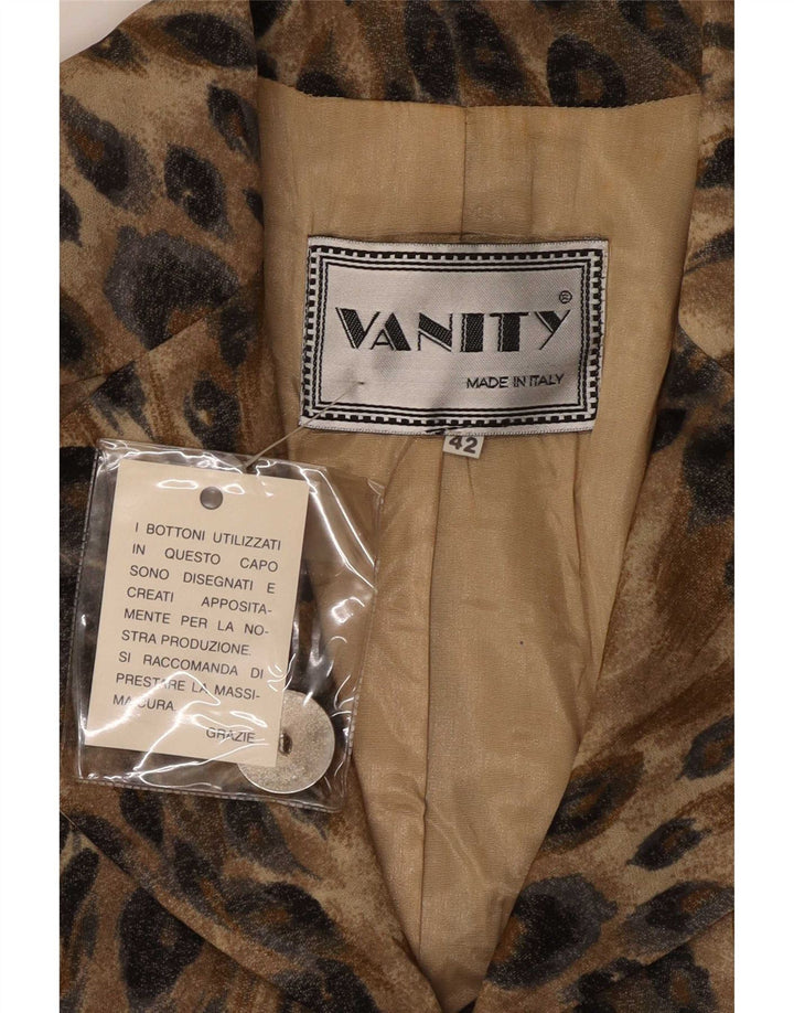 Vanity Damen 3-Knopf-2-teiliges Set IT 42 Mittelschwarze Wolle mit Animal-Print