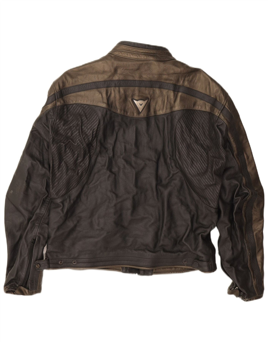 Dainese Herren-Leder-Racer-Jacke, EU 54, großes, schwarzes Colourblock-Leder